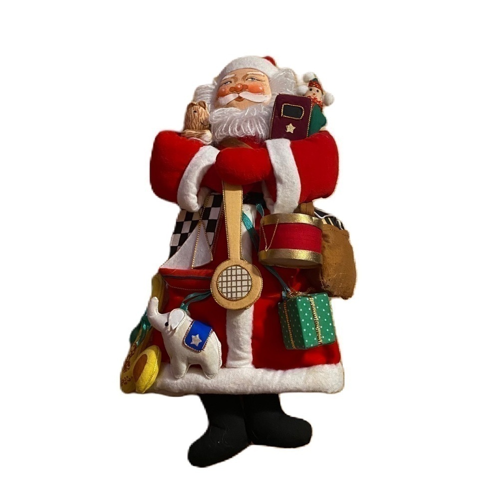 Vintage Santa & Sack Plush 3D Ornament Kitschy Christmas
